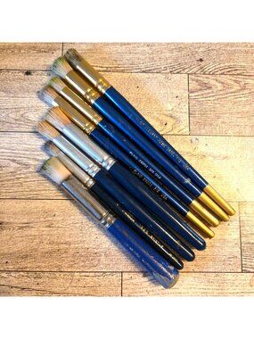 8 Used But Good Stencil Brushes Plaid Loew Cornell PJs
